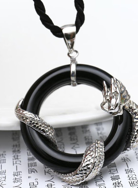 红黑玛瑙男士项链925纯银