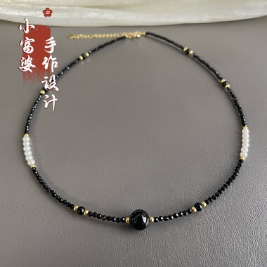 2026新款百搭锁骨链圆珠黑色显白淡水贝珠女款项链超级显白女款