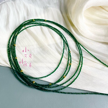 新中式绿色长款项链女款秋冬小众设计高级感叠戴choker颈链装饰品