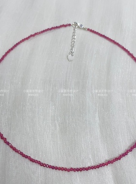 轻奢高级感红宝石色系锁骨链 女款极细2m刻面超闪项链串珠百搭夏