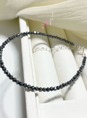 天然石太赫兹刻面极细手链女款磁石素圈手串925纯银尾链轻奢时尚