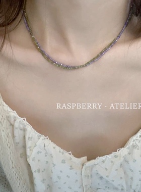 新款天然细水晶尖晶布灵布灵串珠项链手工显白叠戴锁骨链叠戴双层