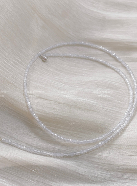 超闪百搭白色水晶锆石刻面方糖2.5m轻奢小众清凉裙子项链搭配纯银