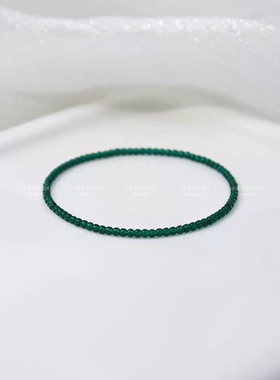 超正祖母绿色尖晶手链2.5mm极细墨绿水晶手串女款转运珠轻奢礼物