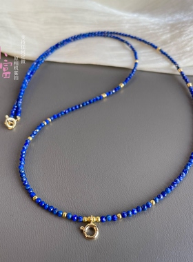天然青金石超细2mm项链 女款毛衣链吊坠长项链挂扣葫芦挂件吊坠链