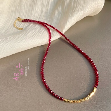 安可拉深红晶碎银子金色手链时尚不掉色气质轻奢项链洋气可调解女