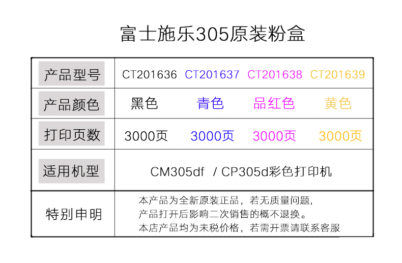 施乐CP305d CM305df粉盒 原装CT201636黑色 CT201637蓝色 CT201638红色 CT350876感光鼓组件硒鼓 - 图1