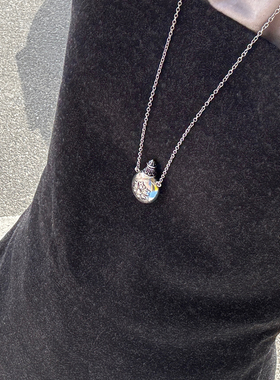 卖耳环的老大爷 高级感雕刻酒壶吊坠项链复古做旧小众长款毛衣链