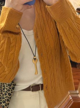 卖耳环的老大爷 金属钥匙吊坠蜡绳小众轻奢高级感气质长款毛衣链