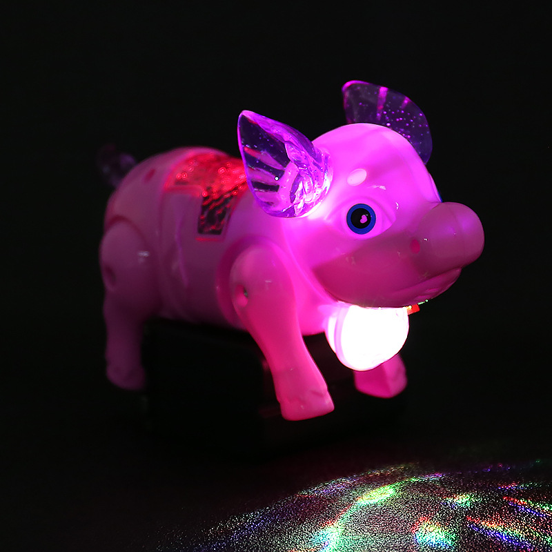 抖音电动发光纤牵绳溜小猪玩具遛猪会跑会走路的儿童网红音乐猪猪 - 图2
