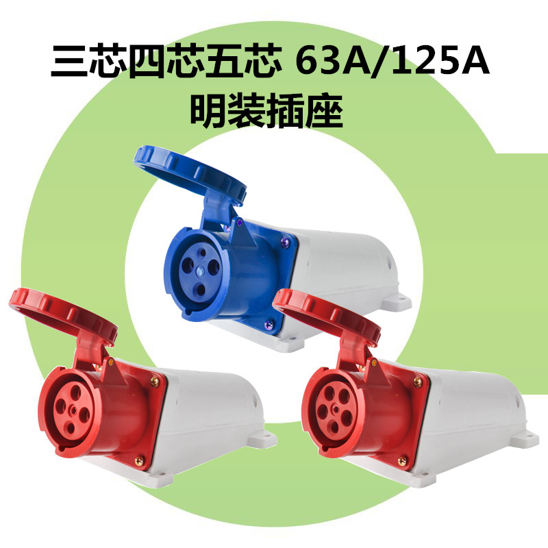 63A/125A-6h防爆连接器公母头套装IP67防水工业插头插座3芯4心5孔 - 图2