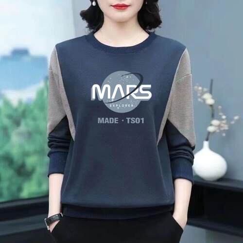 妈妈装中老年清仓打底衫女加绒加厚长袖T恤卫衣内搭上衣宽松体恤 - 图2