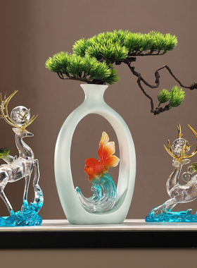 精选新中式酒柜装饰品客厅入户玄关展G示柜博古架家居国风高档花