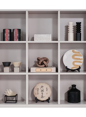 精选样板间新中式书房书柜展示柜摆件装饰品售楼处U博古架电视柜