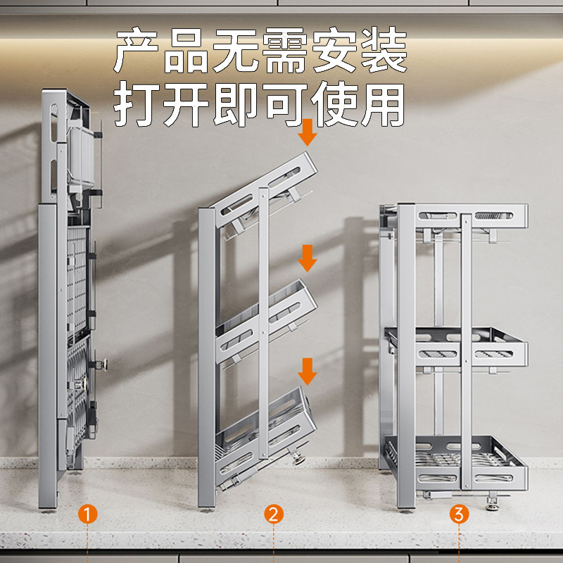 304不锈钢壁挂式晾碗架免打孔厨房置物架放碗盘折叠沥水碗碟筷架 - 图1