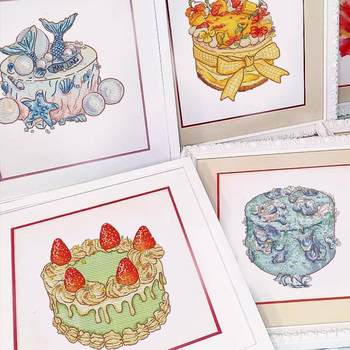 / Cross stitch dmc embroidery thread kit 2023 ຕຸລາການອອກແບບຕົ້ນສະບັບ Zz Yuan Ling dessert delicious cake 8 pieces available