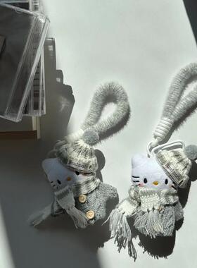 冬日kitty灰色毛衣节日情侣礼物