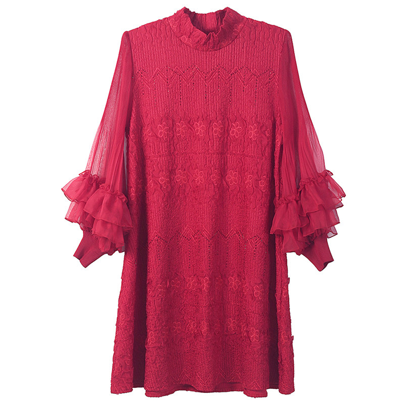 红色连衣裙高端精致2024秋装大码大码婚礼晏会新中式喜婆婆新娘服