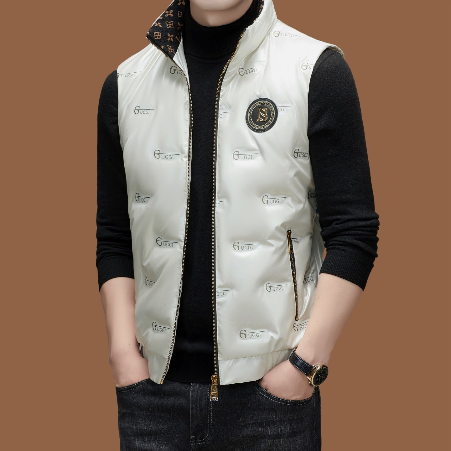 意大利正品立领羽绒马甲外套2025冬季男士时尚潮流百搭羽绒服背心,淘宝优惠券,粉丝福利购,淘宝优惠卷