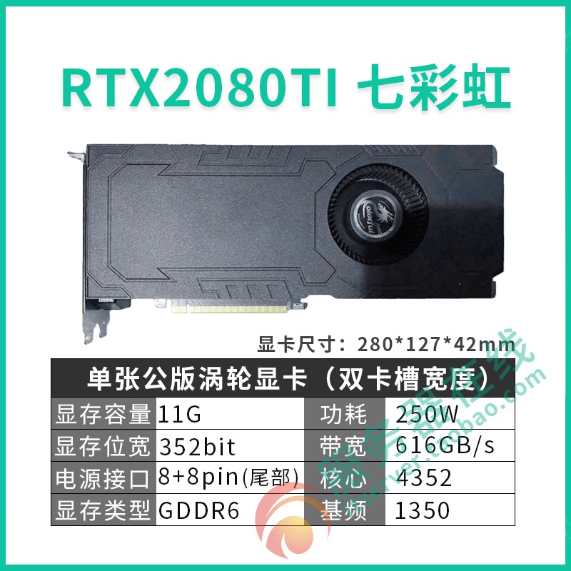 丽台涡轮公版GPU RTX2080TI 11G七彩虹泰坦单风扇游戏显卡RTX3070 - 图2