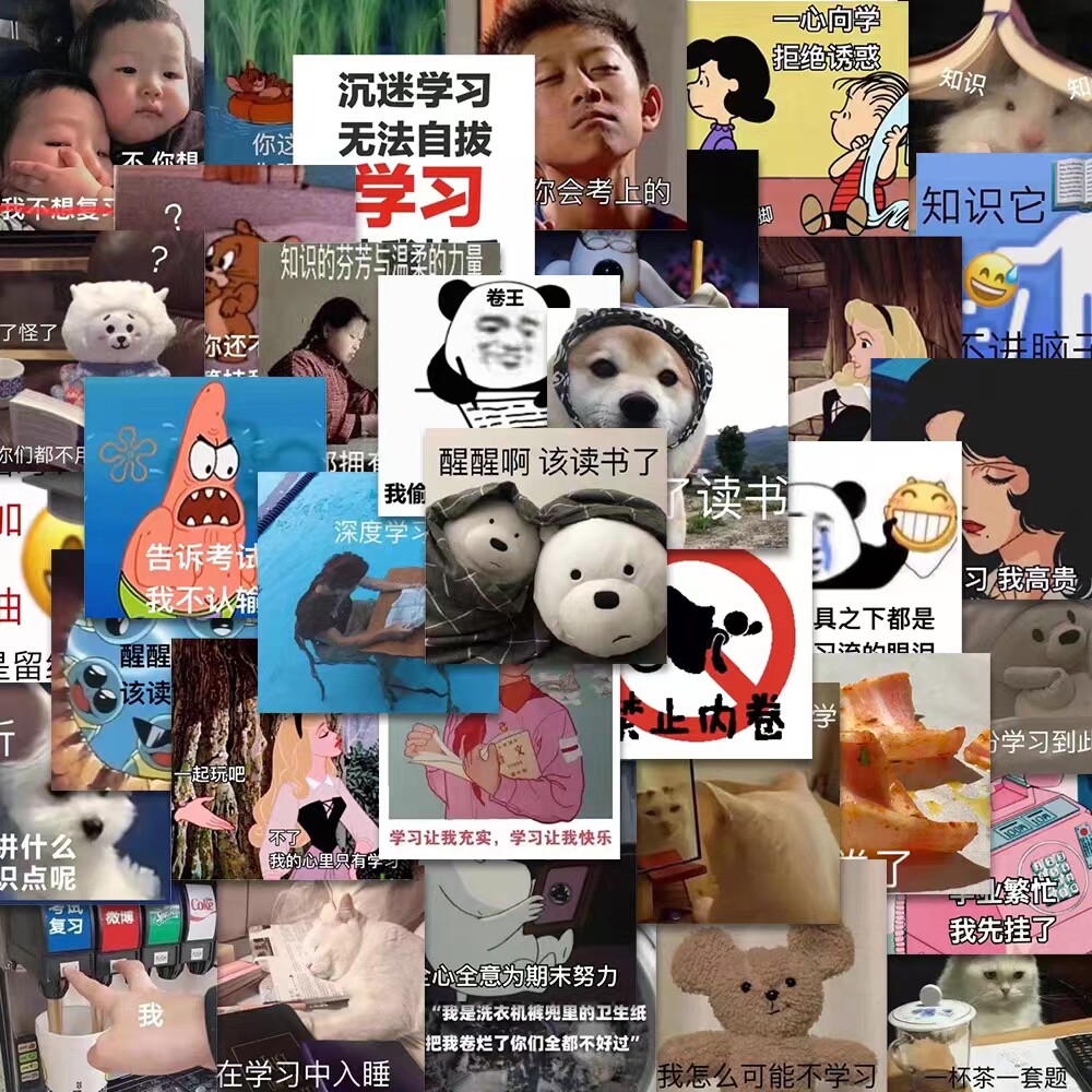 发疯文学贴纸搞笑学习表情包ins风搞怪沙雕可爱离谱恶搞梗奇葩抽象高颜值贴画文具网红玩具手帐装饰图案粘贴