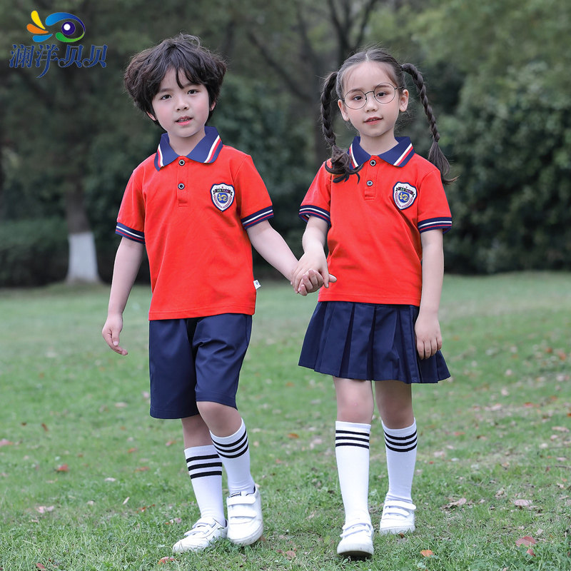 夏季小学生班服纯棉短袖运动会套装一二四六年级儿童毕业拍照校服