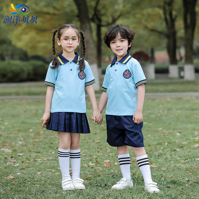 夏季小学生班服纯棉短袖运动会套装一二四六年级儿童毕业拍照校服