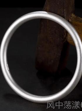 正品九乐999足银手镯男覆款古手传承个性磨砂古法传承纯银环闭口