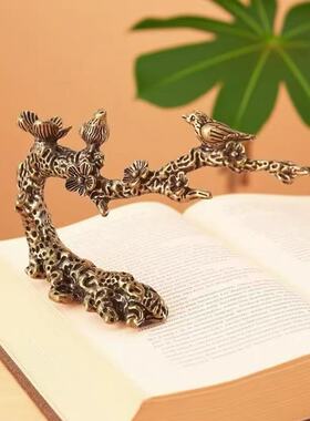 黄铜喜上眉梢笔架香台摆件