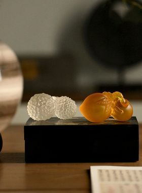 新中式水果树脂摆件桃子荔枝石榴