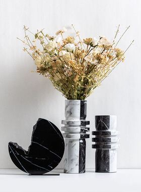 新中式风格轻奢大理石纹摆件树脂装饰工艺品样板间茶楼客厅家居