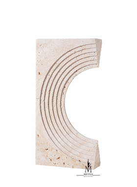 北欧几何拱形洞石摆件现代家居样板房客厅售楼处桌面装饰摆设饰品