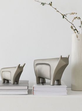 创意轻奢动物摆件兔子猴子牛金色