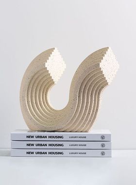 现代简约创意家居客厅卧室样板房树脂软装饰品轻奢线条摆件