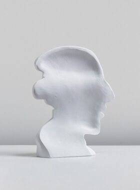 三角形组合花器摆件样板间插花树脂人脸装饰品家居客厅黑白