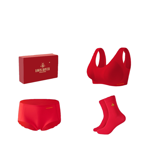 利蜂/LOUIS ROYER 马踏鸿运情侣红品礼盒男女款套装内裤袜子内衣 - 图2