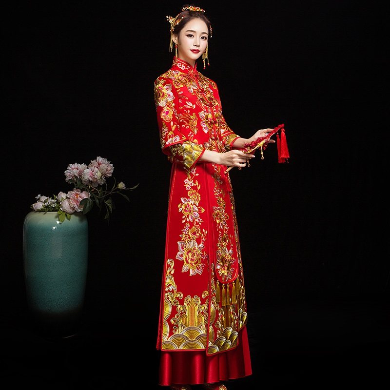 大码秀禾服新娘2020新款结婚礼服 摩卡媛旗袍