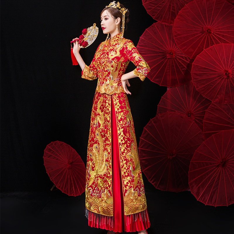 龙凤褂大五福秀禾服新娘2020婚纱 摩卡媛旗袍