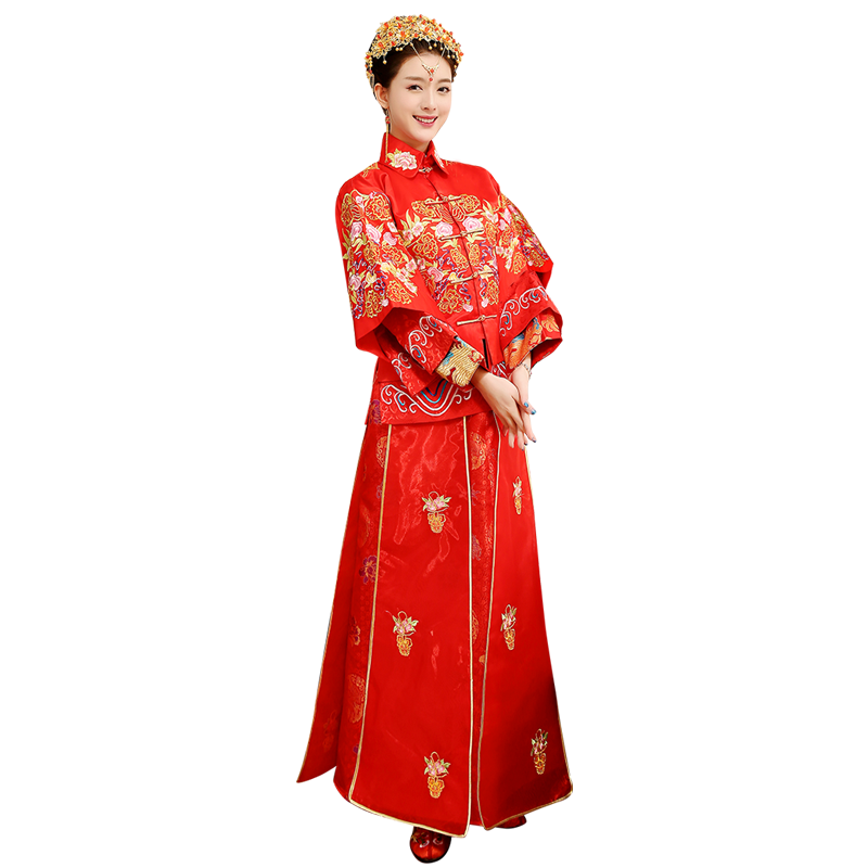 2020新款加大码秀禾服新娘敬酒服 摩卡媛旗袍