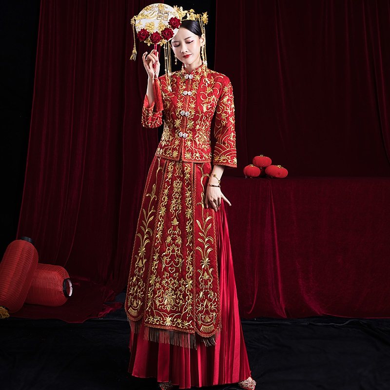 秀禾服新娘2020新款结婚中式女婚纱 摩卡媛旗袍