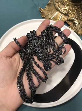 Caroline黑色电镀超长简约夸张多层长款项链毛衣链打标 质量超好