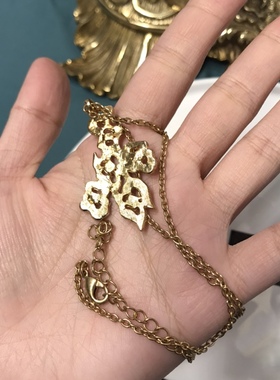 Vintage金色简约多簇花卉短款精致项链