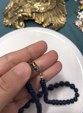 Vintage中古仿青金石蓝色单层螺丝扣项链树脂材质 这个颜色比较少