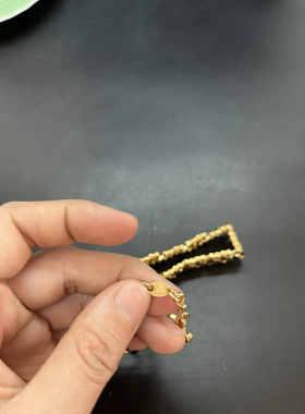 Trifari翠法丽中古vintage宽版金色复古短款项链80年代tm标保存品