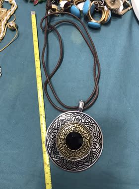 Vintage中古premiere design可拆卸吊坠复古花纹圆形短款项链