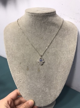 Vintage简约蜻蜓四叶草法蒂玛之手椰树鲍贝吊坠短款项链 保存品