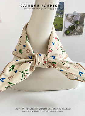 三角丝巾100%纯棉薄款春秋
