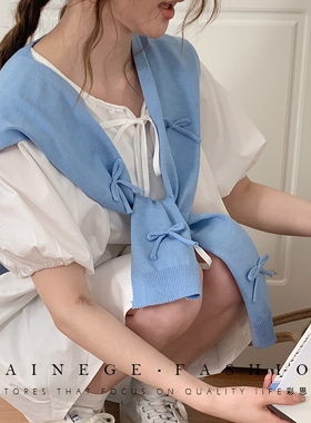 蝴蝶结针织披肩女外搭