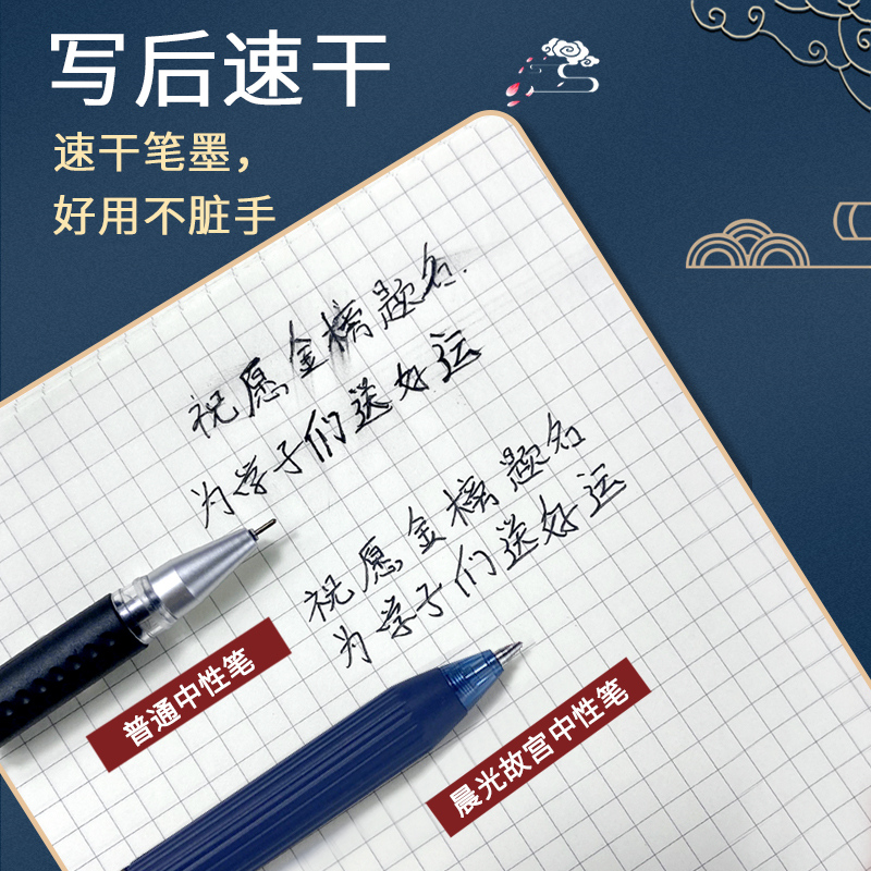 晨光故宫文化联名金榜题名中国风考试专用中性笔学生用黑色0.5mm考试专用碳素水性笔按动签字笔芯 - 图1