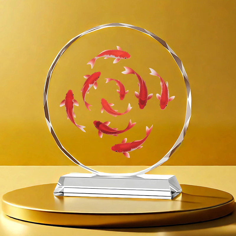 九鱼聚财水晶摆件好运锦鲤客厅玄关家居装饰桌面摆台乔迁开业送礼,淘宝优惠券,粉丝福利购,淘宝优惠卷